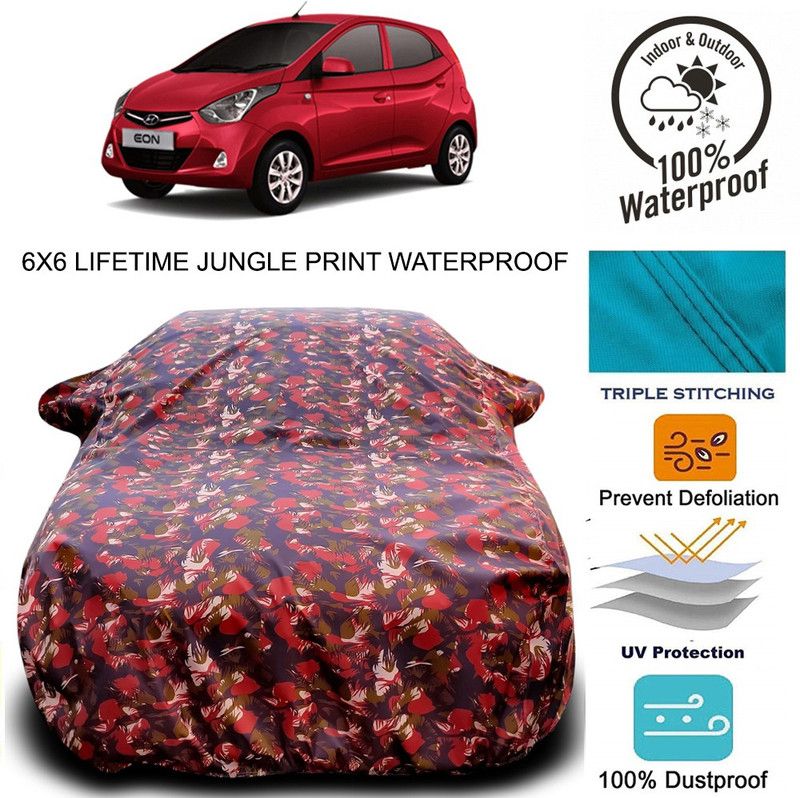 CoNNexXxionS Car Cover For Hyundai Eon (With Mirror Pockets)  (Red, Green)