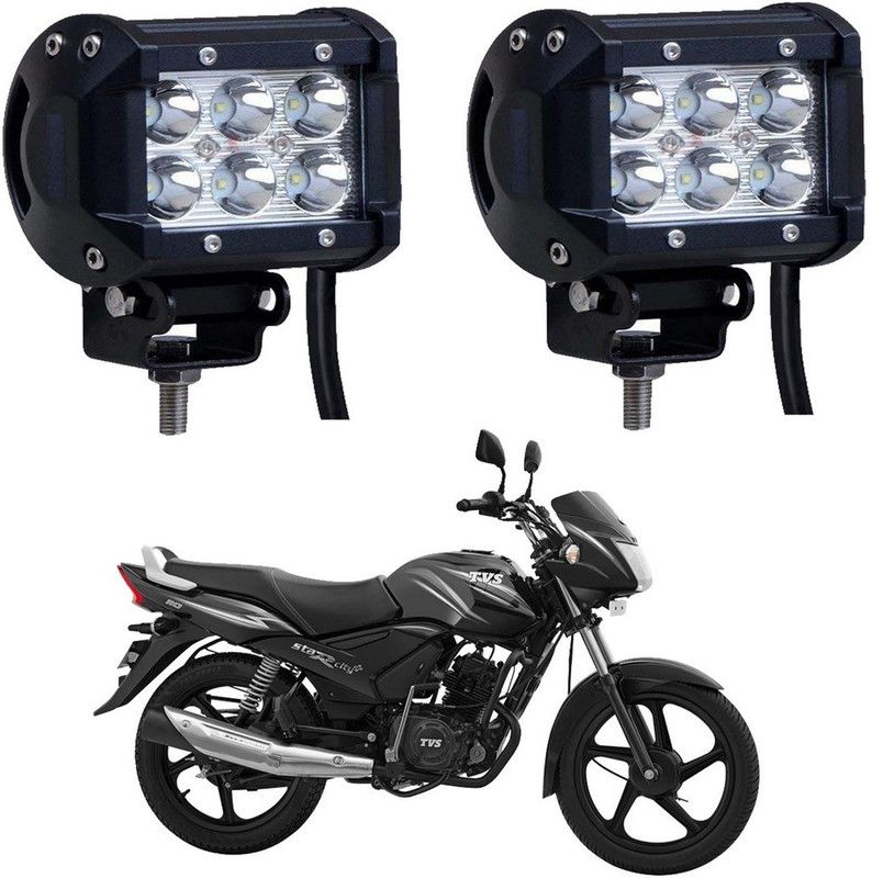 Riderscart light_bulb22 Headlight, Fog Lamp Motorbike LED for TVS (12 V, 18 W)  (Universal For Bike, Pack of 2)