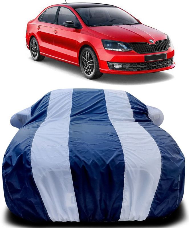 ENTIRELY ELITE Car Cover For Skoda Rapid (With Mirror Pockets)  (Blue, White)