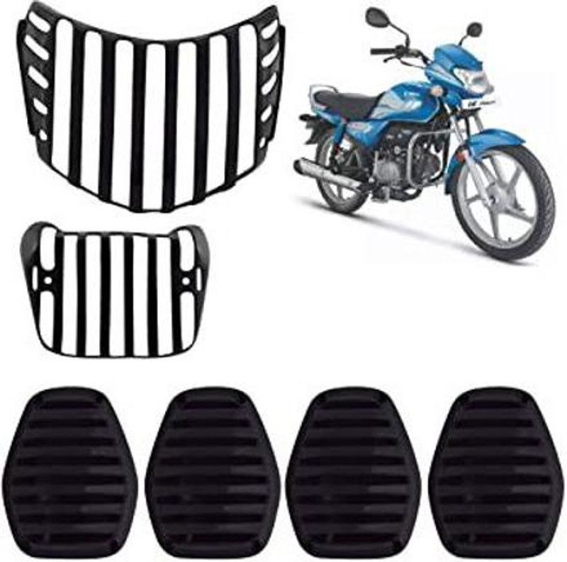 SHOWRIDE Complete Grill Set of Headlight, Indicator and Taillight for HF Deluxe (Black) Bike Headlight Grill  (Black)
