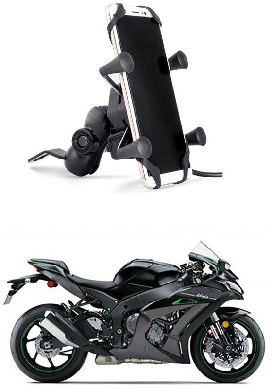Enfield Works X-Grip Mobile Holder With USB Charger For Bike EW-1570 Bike Mobile Holder  (Black)