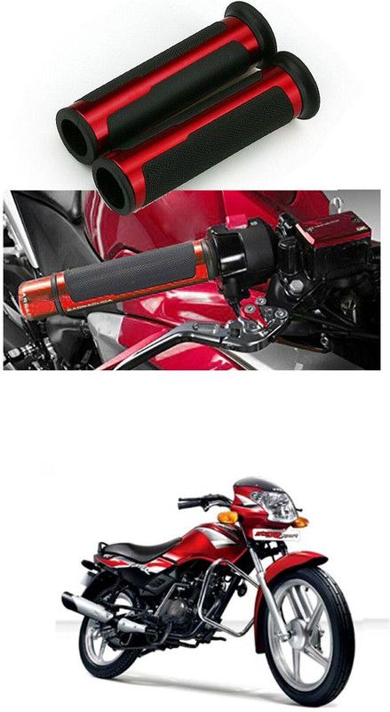 PRTEK 7/8 Handle Bar CNC Aluminum Rubber Handlebar Hand Grips 63 Handle Bar Grip For Hero Splendor NXG  (Pack of 2)