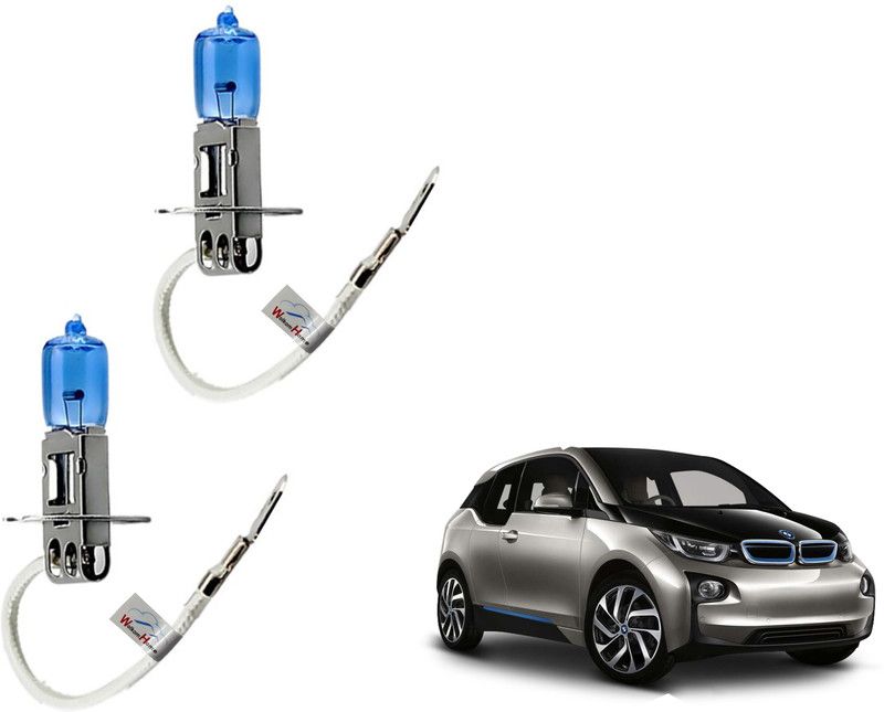 WolkomHome Car H3 halogen headlight Fog lamp bulb 12V - 100W 5000K Cool Blue Ultimate White for BMW i3 Headlight Car Halogen for BMW (12 V, 100 W)  (i3, Pack of 2)