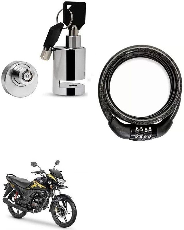 AS TRADERS Heavy Duty Disc Brake Lock with Heavy Number Lock for Honda CB Shine SP Disc Lock, Cable Lock  (Black, Silver)