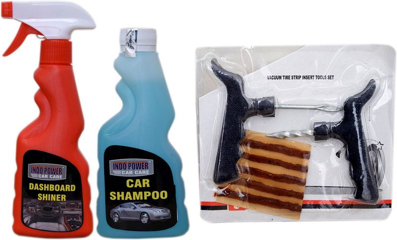 INDOPOWER DASHBOARD SHINER SPRAY 250ml+ CAR SHAMPOO 250ml+ Tubelass smart Panchar Kit. ABDM642 Vehicle Interior Cleaner  (500 g)