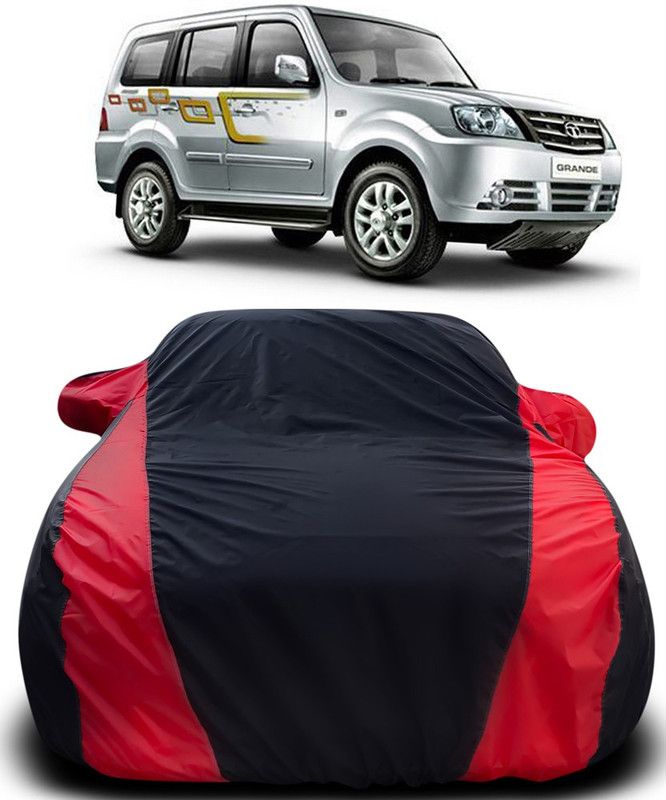 MoTRoX Car Cover For Tata Sumo Grande (With Mirror Pockets)  (Black, Red)