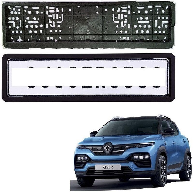 SPREADX Car number plate frame protective holder Front&Back Side for Renault Kiger Car Number Plate  (Plastic 14 cm x 2 cm)