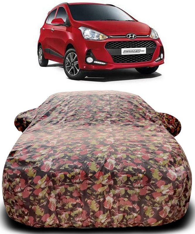 AutoBurn Car Cover For Hyundai Grand i10 (With Mirror Pockets)  (Green, Red)