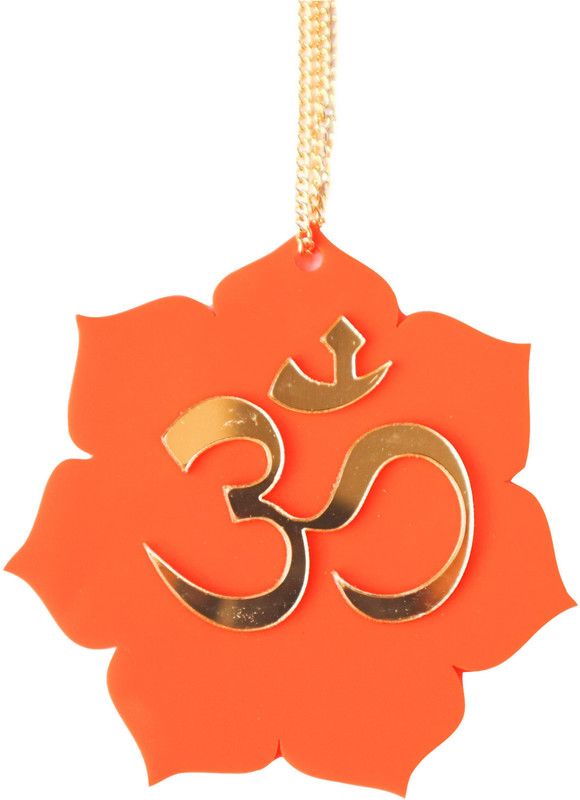 GADGET DEALS Golden OM 2 Sided Pendent with gold Chain for Car interior Hanging ornament / Home Decor / Door Hanging / Temple Car Hanging Ornament  (Pack of 1)