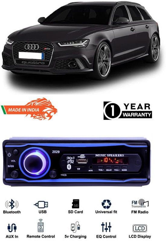 Bluedrum Blue 2029 USB/AUX/SD/BLUETOOTH/FM/MP3 BOOM MASTER STANDARD- B-D26 Car Stereo  (Single Din)