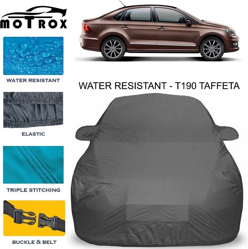 MoTRoX Car Cover For Volkswagen Vento (With Mirror Pockets)  (Grey)