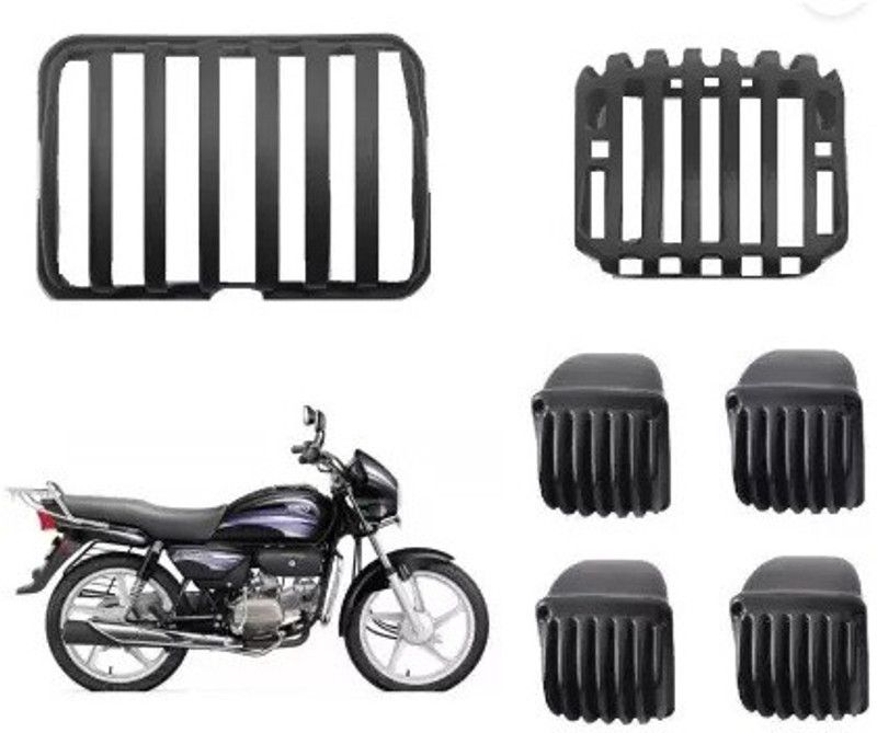 AXWee 01 SPLENDOR HEADLIGHT TAIL LIGHT INDICATOR GRILL COVER SET Bike Headlight Grill  (Black)