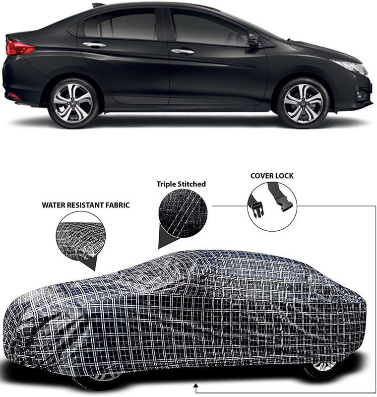 ARN Car Cover For Honda City i-Vtec (With Mirror Pockets)  (White, Black)