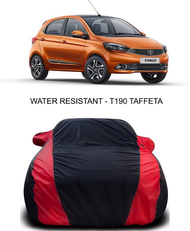 AUTOGARH Car Cover For Tata Tiago (With Mirror Pockets)  (Red, Black)