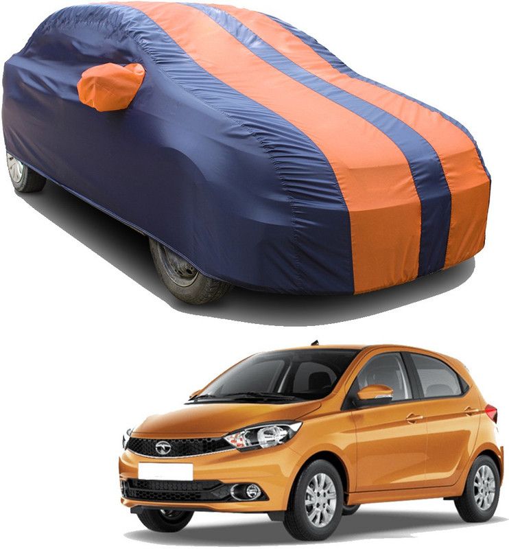 SS FOR YOUR SMART NEEDS Car Cover For Tata Tiago 1.05 Revotorq XM Option (With Mirror Pockets)  (Orange, Blue)