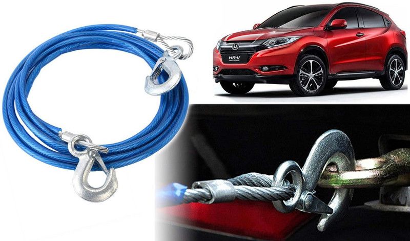 Selifaur DT98 - 12mm Heavy Duty 4Mtr 8000kgs Car Auto Full Steel Towing Tow Cable Rope For BRV 4 m Towing Cable  (Steel, Plastic, 8000 kg Pull Capacity)