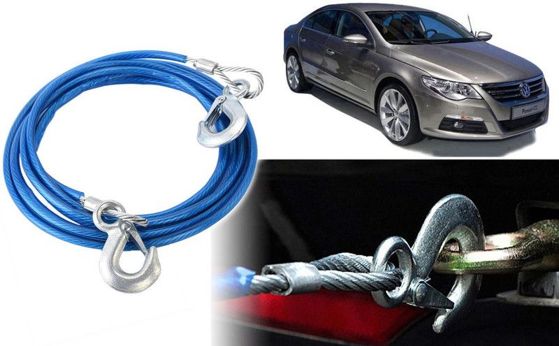 Selifaur DT379 - 12mm Heavy Duty 4Mtr 8000kgs Car Auto Full Steel Towing Tow Cable Rope 4 m Towing Cable  (Steel, Plastic, 8000 kg Pull Capacity)