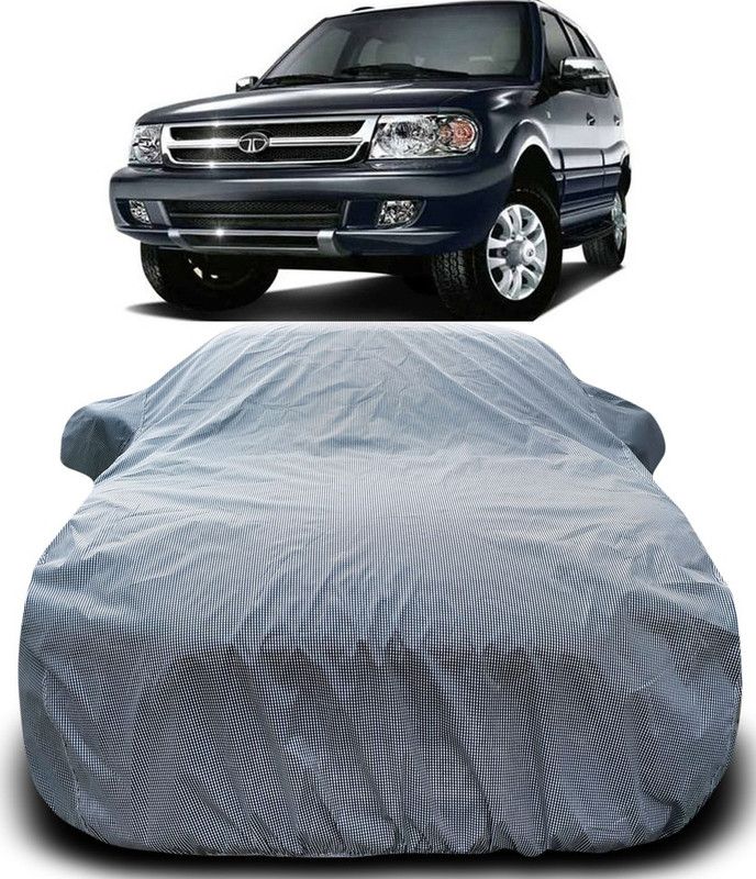 MoTRoX Car Cover For Tata Safari Dicor (With Mirror Pockets)  (Black, White)