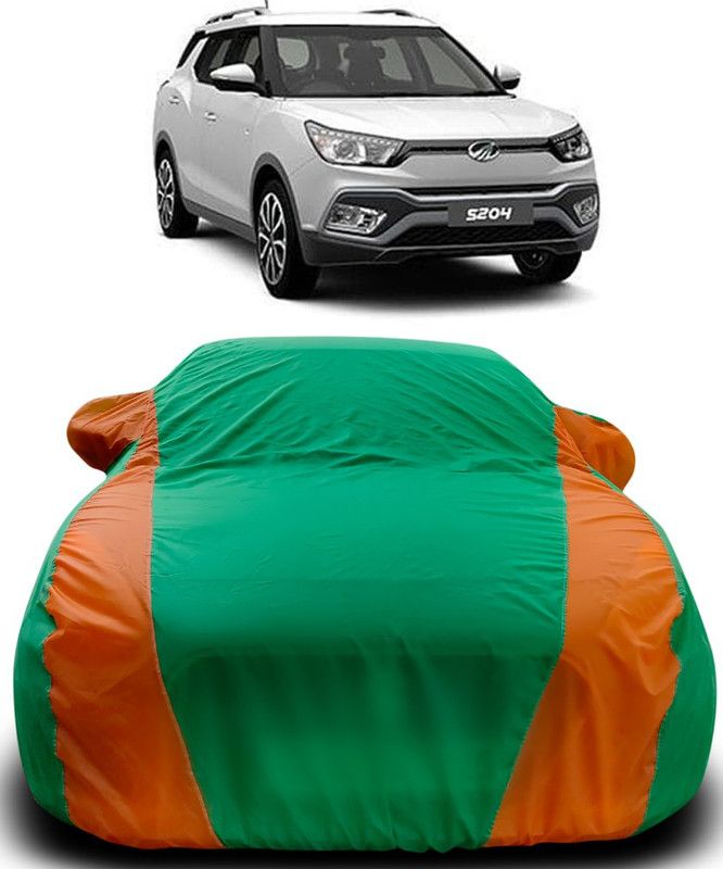 AutoBurn Car Cover For Mahindra S204 (With Mirror Pockets)  (Green, Orange)