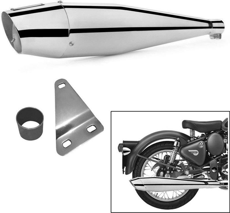 Supremechoice Dolphin Glasswool Exhaust silencer Royal Enfield 350 Twin Spark Full Exhaust System  (Mild Steel)