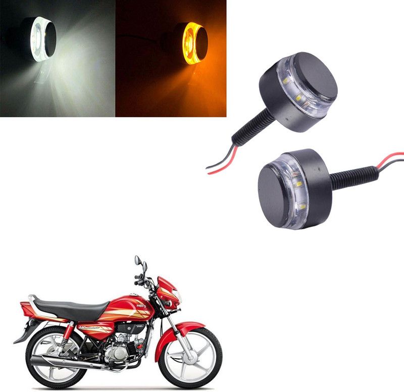Vagary White Orange Blinking Handle Bar Indicator Light 114 Indicator Light, Side Marker, Headlight, Fog Lamp Motorbike LED for Hero (12 V, 15 W)  (CD Deluxe, Pack of 2)
