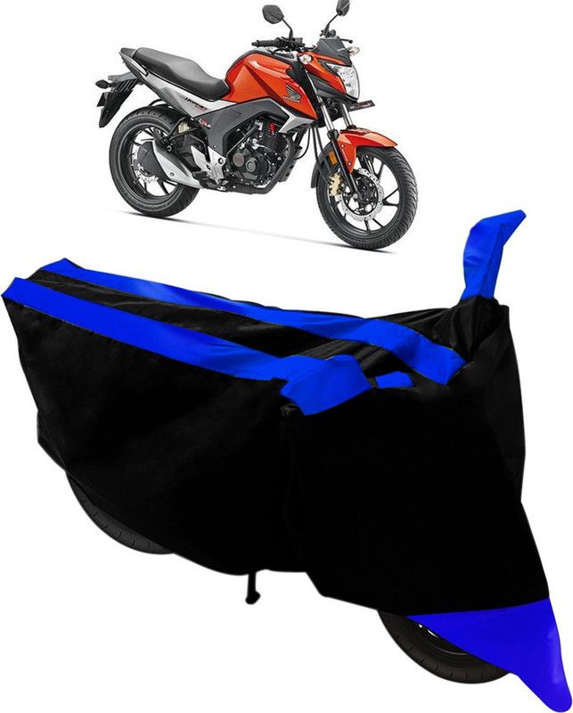 Purpleheart Two Wheeler Cover for Honda  (CBR 150R, Black, Blue)