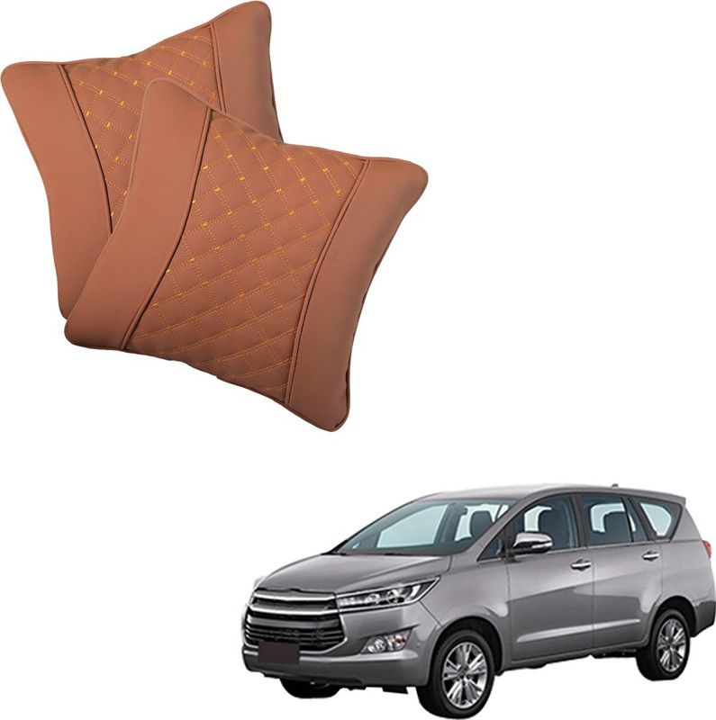 AutoFurnish Brown Leatherite Car Pillow Cushion for Toyota  (Rectangular, Pack of 2)