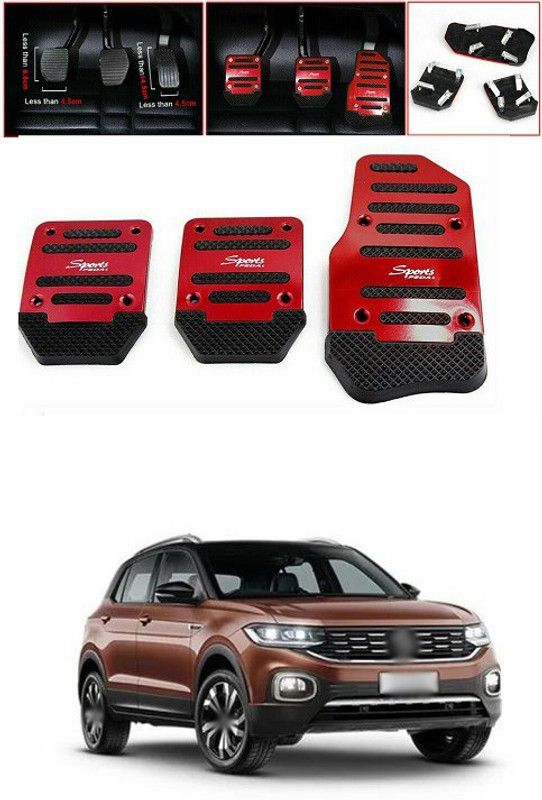 PRTEK CAR 3pcs Nonslip Car Pedal Pads Auto Sports Gas Fuel Petrol Clutch Brake Pad Cover Foot Pedals Rest Plate Kits For MT(Manual Transmission) A254 Car Pedal