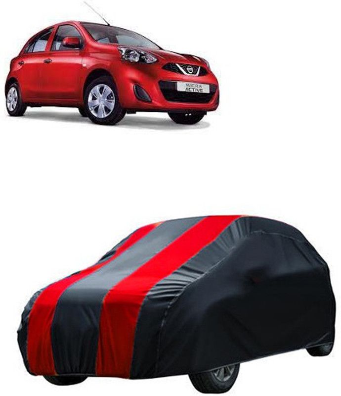 Kuchipudi Car Cover For Nissan Micra Active (Without Mirror Pockets)  (Maroon, Black, For 2005, 2006, 2007, 2008, 2009, 2010, 2011, 2012, 2013, 2014, 2015, 2016, 2017, 2018, 2019, NA Models)