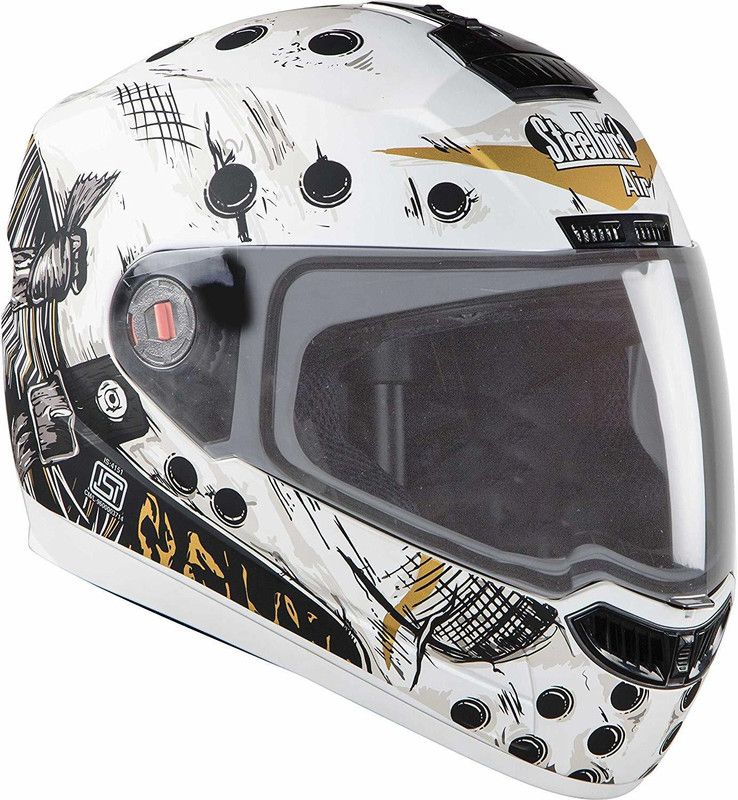 Steelbird SBA-1 Dunkin Motorbike Helmet  (White, Gold, Black)