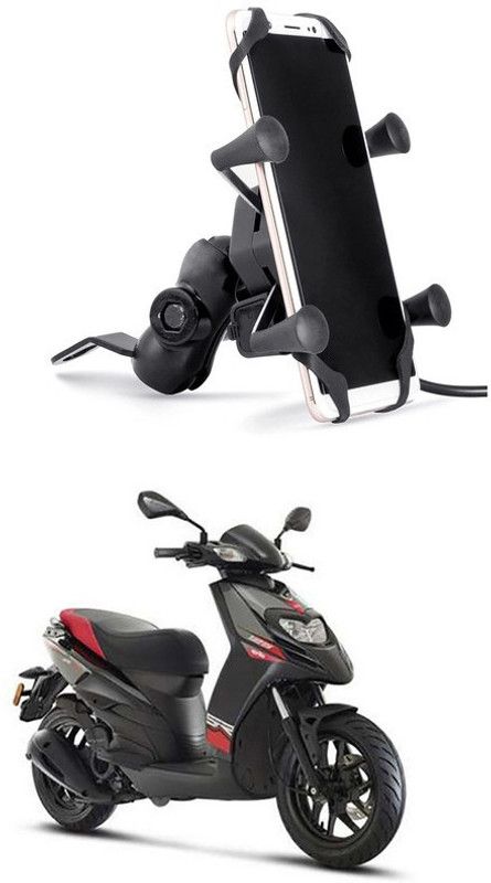 Enfield Works X-Grip Mobile Holder With USB Charger For Bike EW-1474 Bike Mobile Holder  (Black)