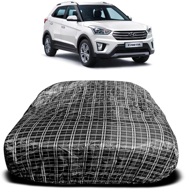 AUTOGARH Car Cover For Hyundai Creta (With Mirror Pockets)  (Silver, Black)