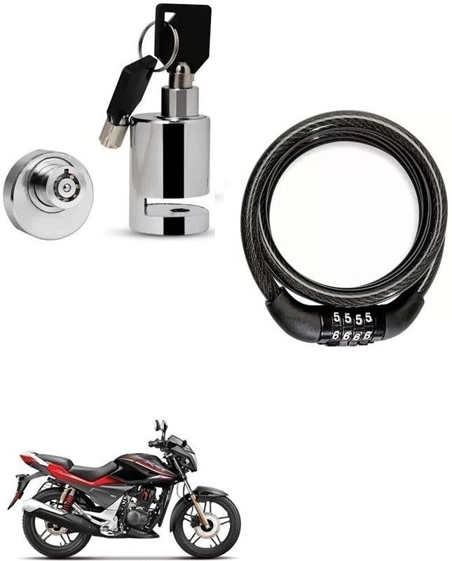 AS TRADERS Heavy Duty Disc Brake Lock with Heavy Number Lock for Hero Xtreme Disc Lock, Cable Lock  (Black, Silver)