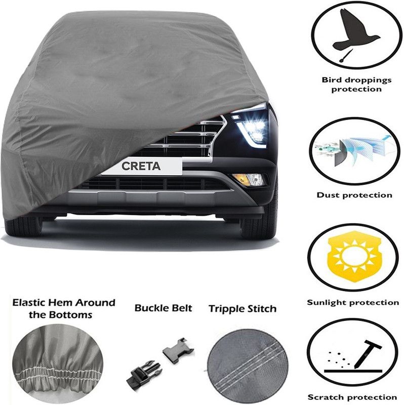 DING-DONG Car Cover For Hyundai Creta (Without Mirror Pockets)  (Grey)