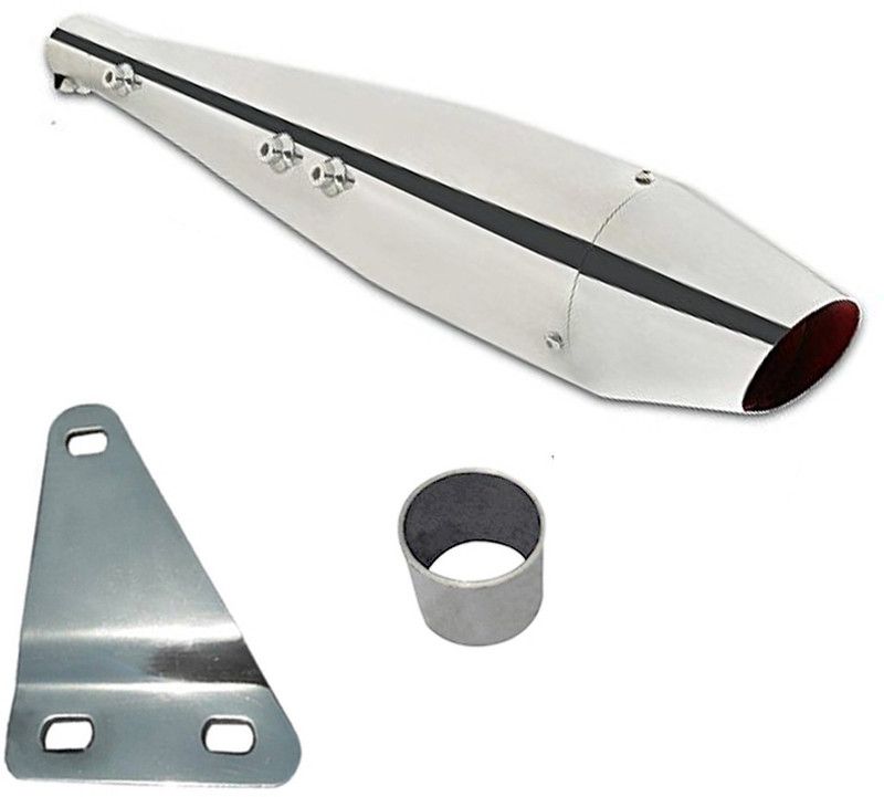 Dhe Best Dolphin Full Chrome Glasswool/Filter Exhaust Silencer Royal Enfield Battle Green Royal Enfield Battle Green Full Exhaust System  (Mild Steel)