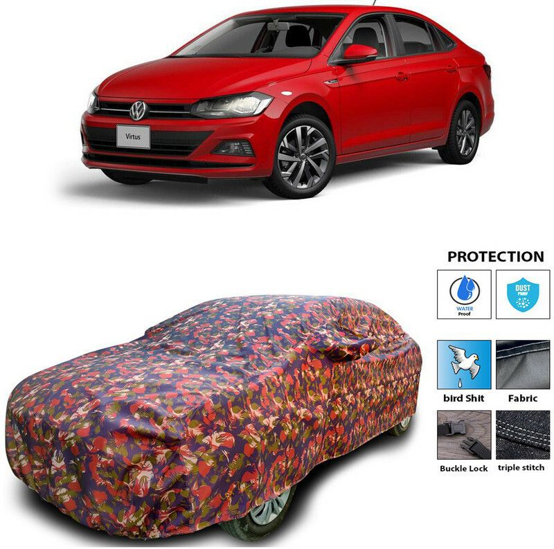 Ascension Car Cover For Volkswagen Virtus (With Mirror Pockets)  (Multicolor)