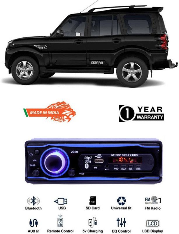 Purpleheart Blue 2029 USB/AUX/SD/BLUETOOTH/FM/MP3 BOOM MASTER STANDARD-PP276 Car Stereo  (Single Din)