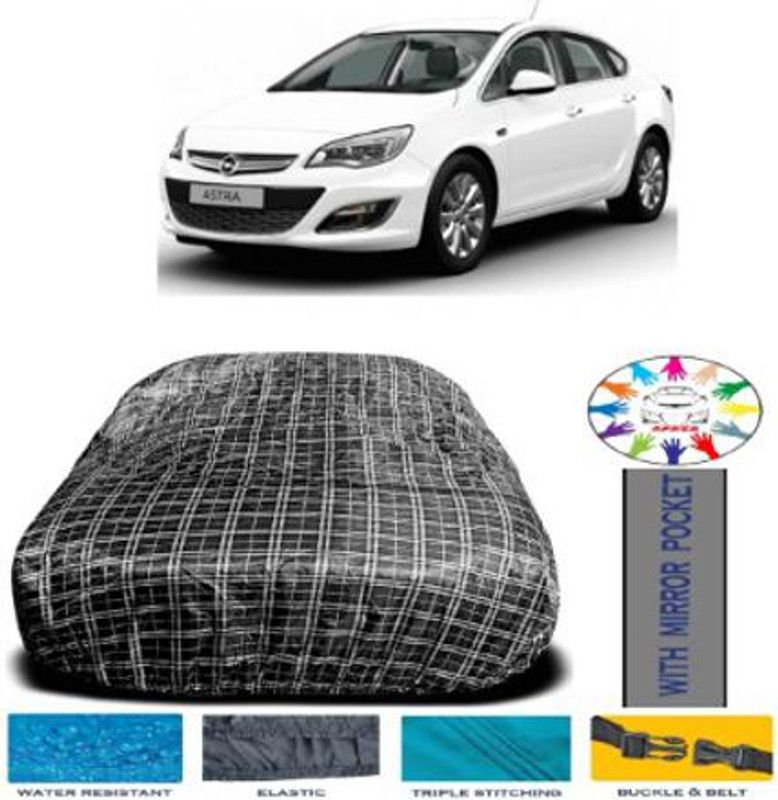 APNEK Car Cover For Opel Astra (With Mirror Pockets)  (White, Black)