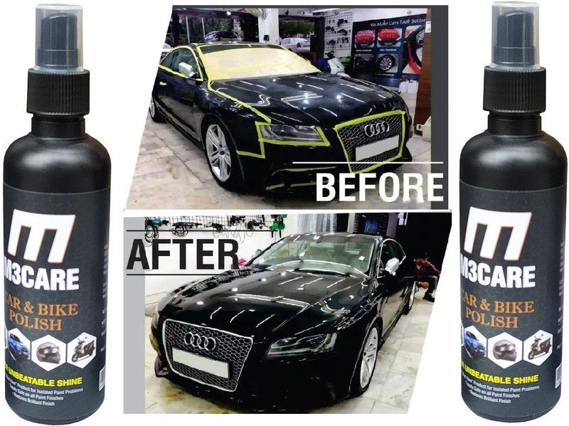 M3CARE Liquid Car Polish for Exterior, Chrome Accent, Dashboard, Bumper, Leather, Headlight, Metal Parts, Windscreen  (400 ml, Pack of 2)
