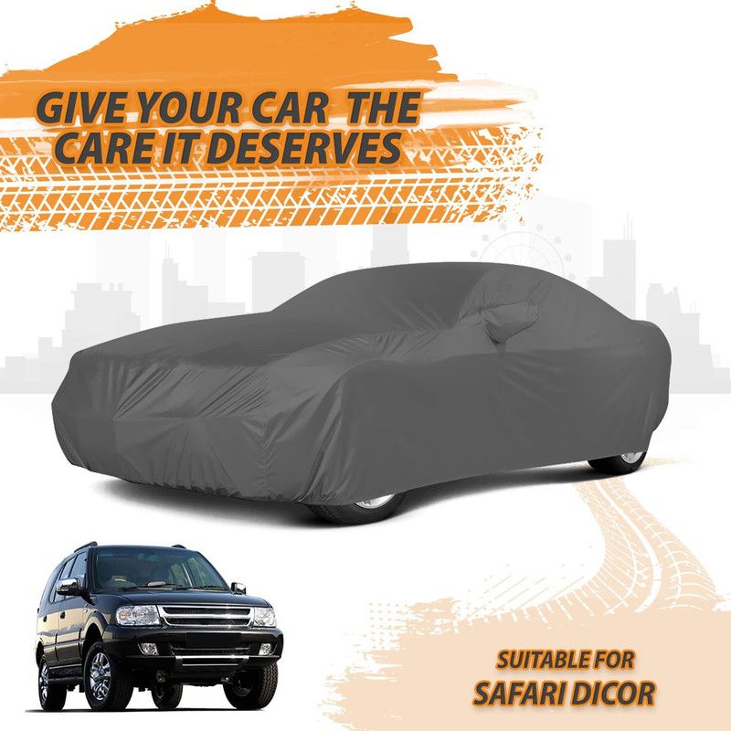 Drivo Car Cover For Tata Safari Dicor (With Mirror Pockets)  (Grey)