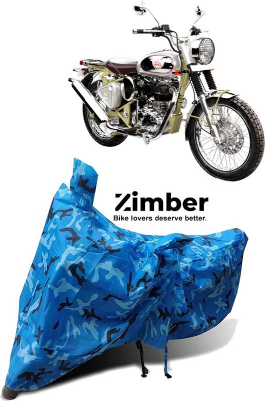 ZIMBER Two Wheeler Cover for Royal Enfield  (Bullet Trials 500, Blue)