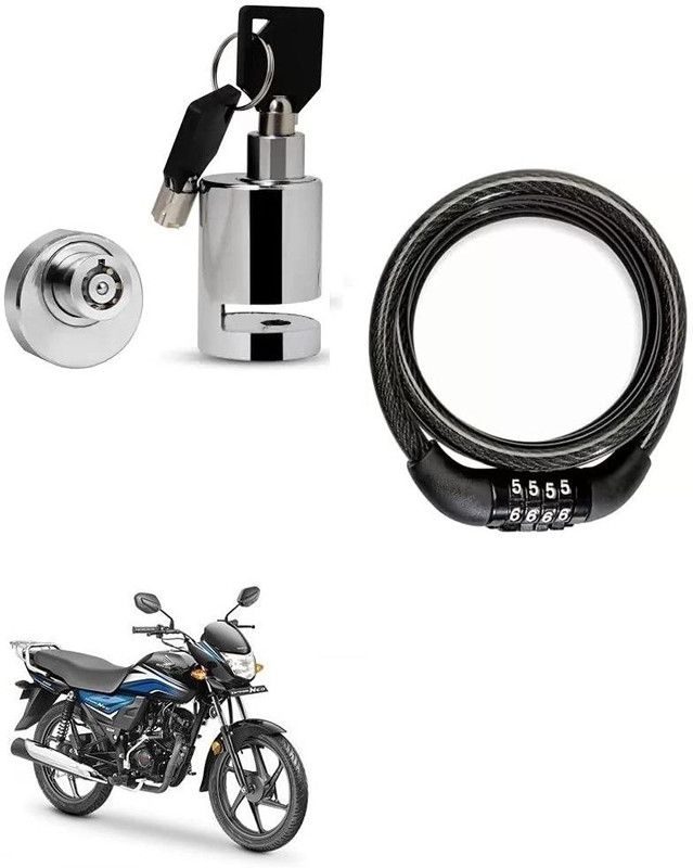 AS TRADERS Heavy Duty Disc Brake Lock with Heavy Number Lock for Honda Dream Neo Disc Lock, Cable Lock  (Black, Silver)