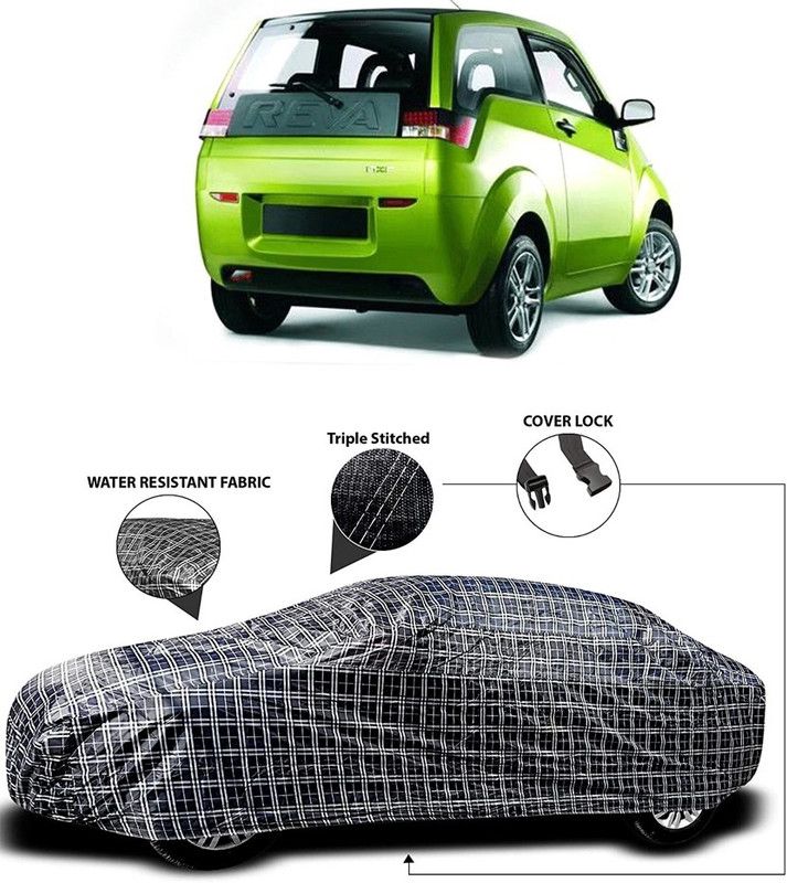 Genipap Car Cover For Mahindra Reva (With Mirror Pockets)  (White, Black)