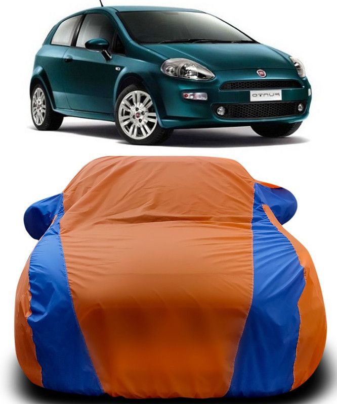 Elegance Car Cover For Fiat Grande Punto (With Mirror Pockets)  (Orange, Blue)
