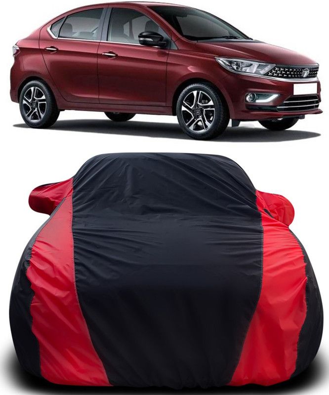 AutoBurn Car Cover For Tata Tigor (With Mirror Pockets)  (Black, Red)
