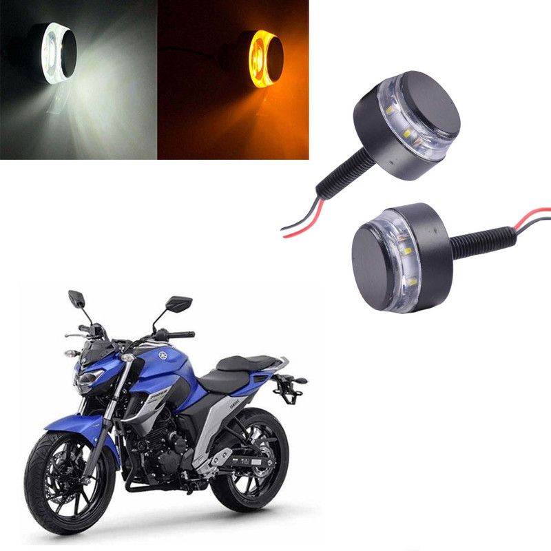 Vagary White Orange Blinking Handle Bar Indicator Light 079 Indicator Light, Side Marker, Headlight, Fog Lamp Motorbike LED for Yamaha (12 V, 15 W)  (FZ, Pack of 2)