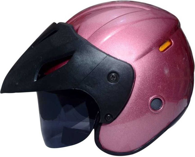 Brandlo ABS Shell Half Face Helmet with Plain Visor & Strap for Sooty & Bike for Men Motorbike Helmet  (Pink)
