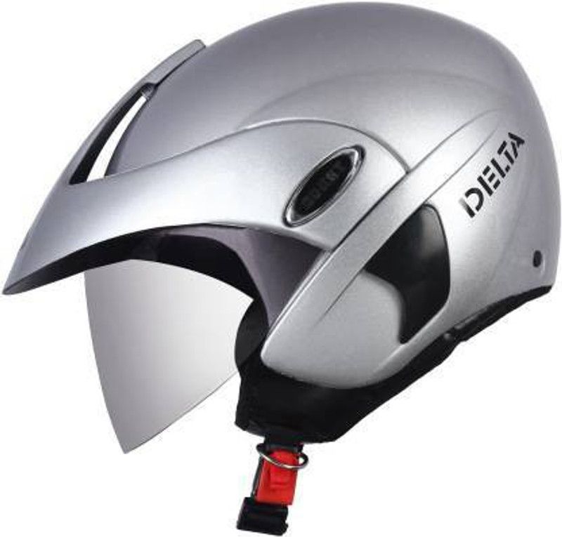 SUNNY DELTA GLOSSY SILVER 570-580MM/L OPEN FACE Motorbike Helmet  (GLOSSY SILVER)
