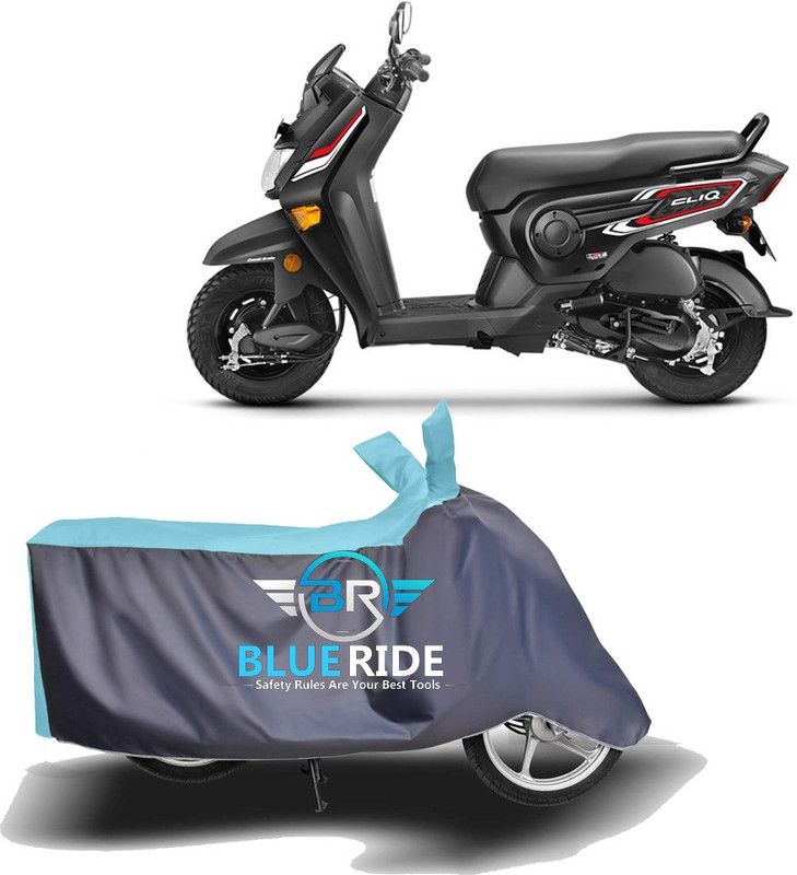 BLUERIDE Two Wheeler Cover for Honda  (CLIQ, Blue, Grey)