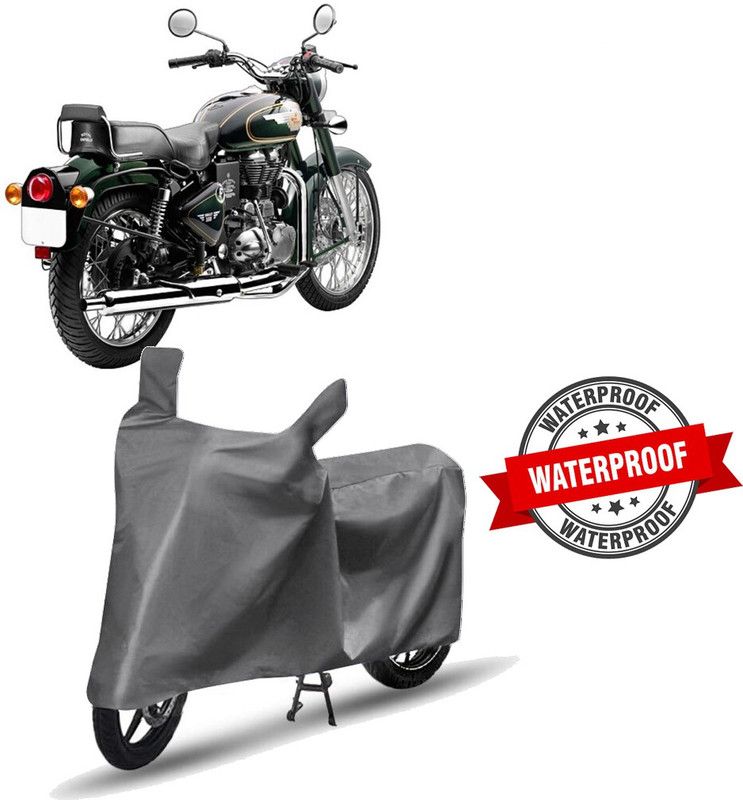 ZIMBER Two Wheeler Cover for Royal Enfield  (Bullet 500, Grey)